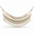 Hamac en coton avec franges beige 200x150 cm