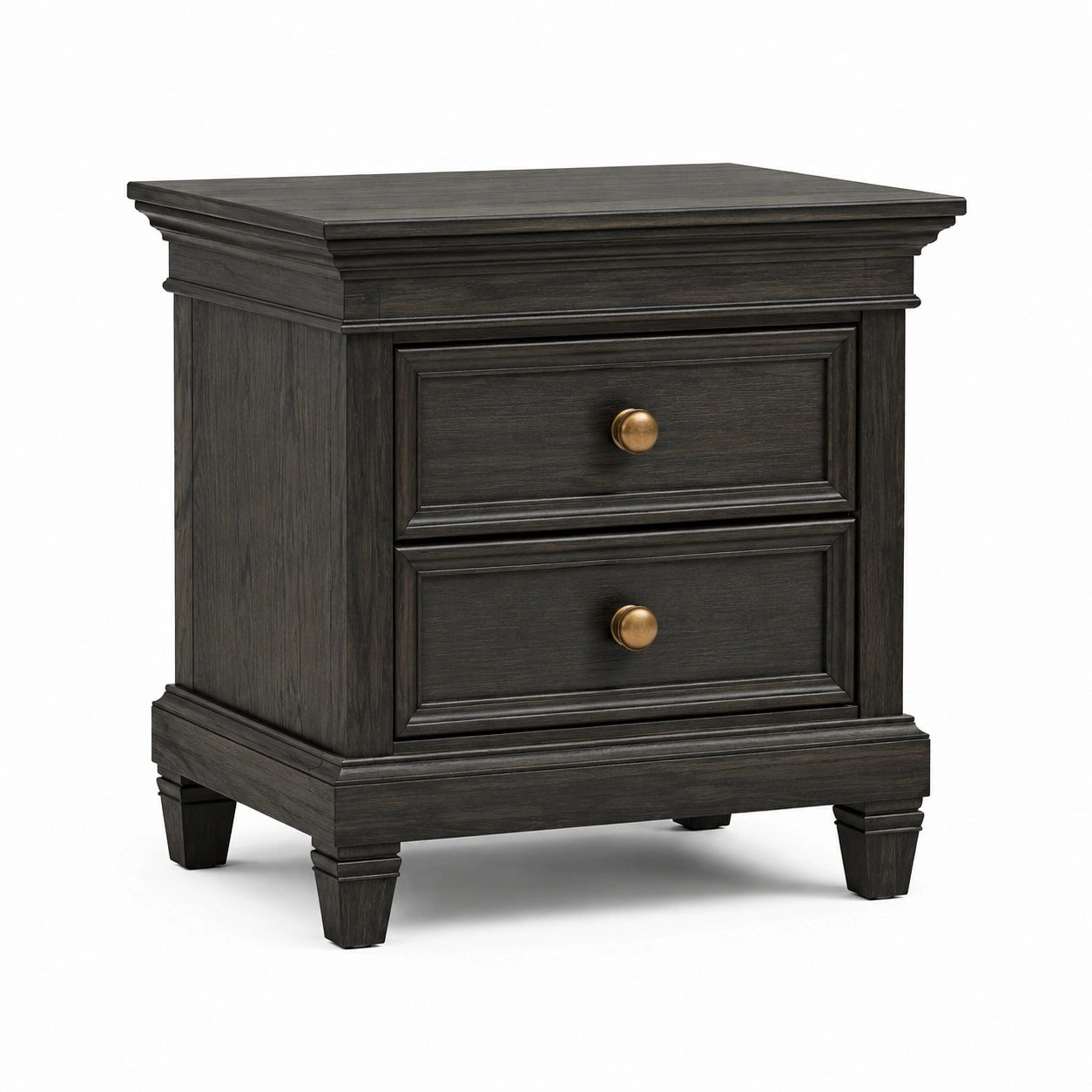 Table de chevet en bois avec 2 tiroirs gris foncé
