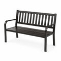 Banc extérieur en métal noir 128cm