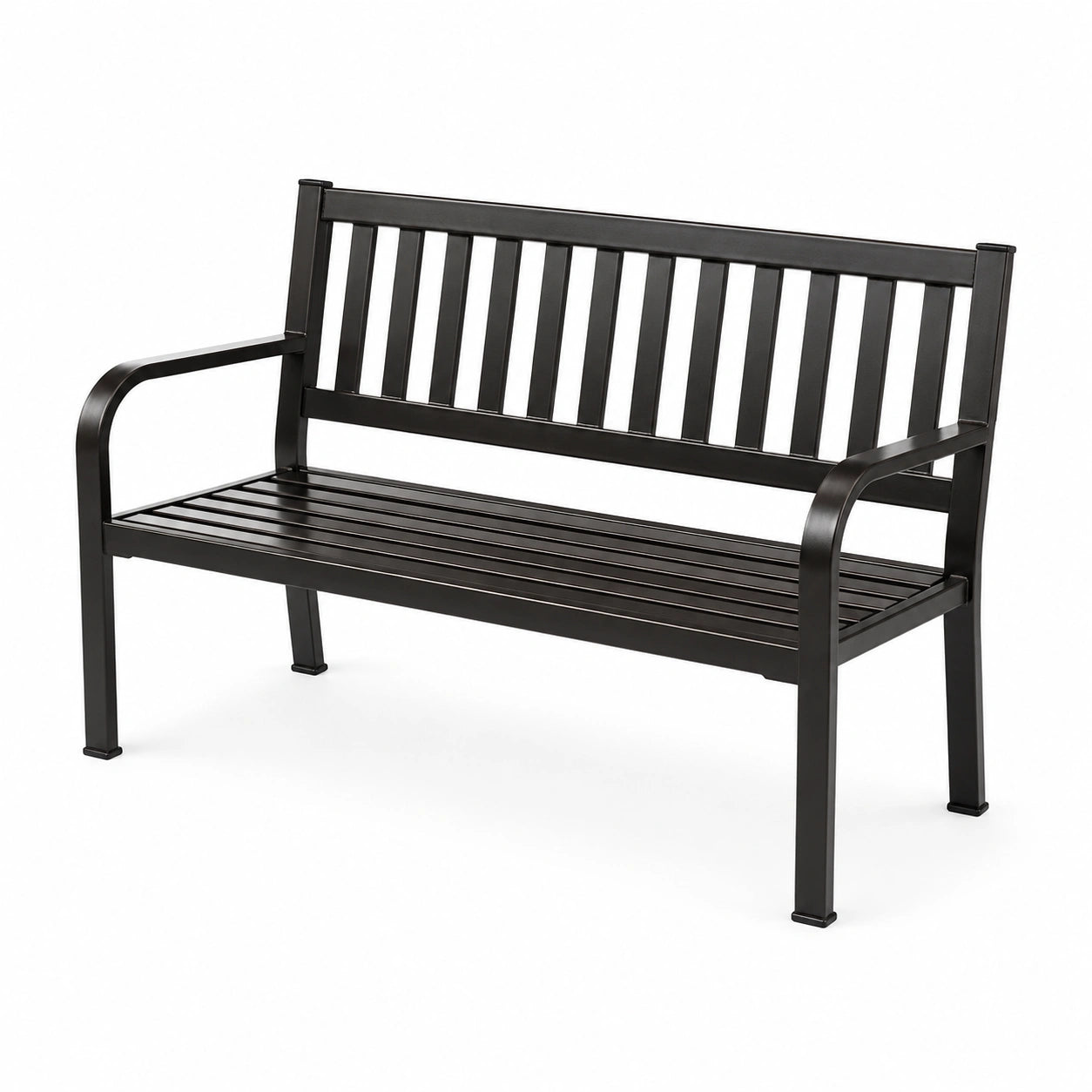 Banc extérieur en métal noir 128cm