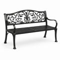 Banc de jardin en fonte noir avec motifs floraux