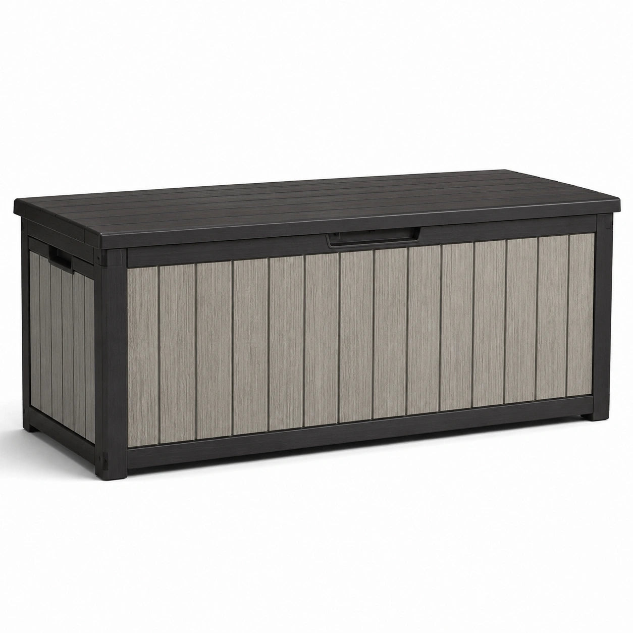 Coffre de rangement extérieur en plastique polypropylène gris/noir 120x45x55 cm