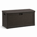 Coffre de rangement en résine tressée brun 117x45x57cm extérieur
