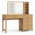 Coiffeuse en bois avec miroir LED et tiroirs
